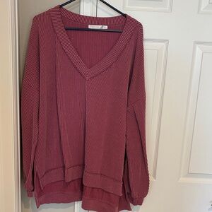 Altar'd State Deep Red V-Neck Sweater
